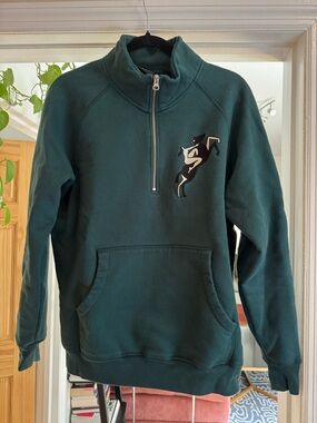 Parra Green Quarter-Zip Pullover with Embroidery